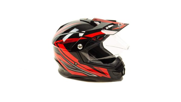 Шлем мото мотард HIZER B6196-1 #4 (S)  black/red