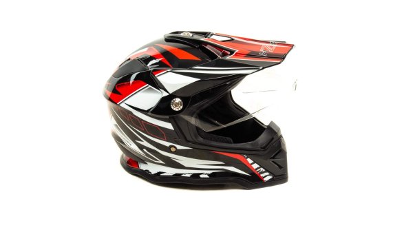 Шлем мото мотард HIZER B6197-1 #2 (XL)  black/red/white