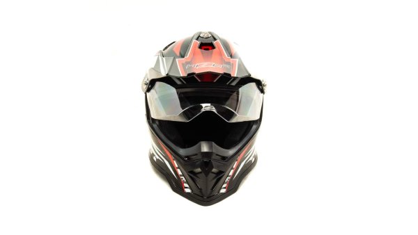 Шлем мото мотард HIZER B6197-1 #2 (S) black/red/white