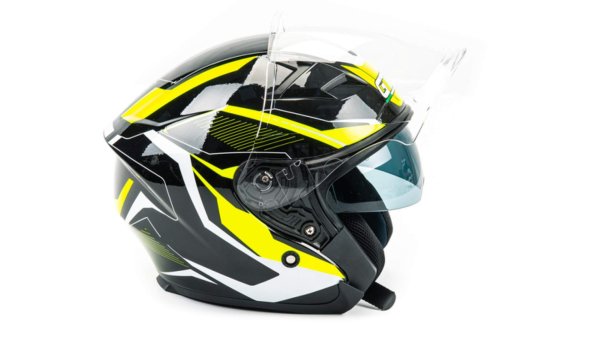 Шлем мото открытый GTX 278 #2 (XL) BLACK/FLUO YELLOW WHITE (2 визора)