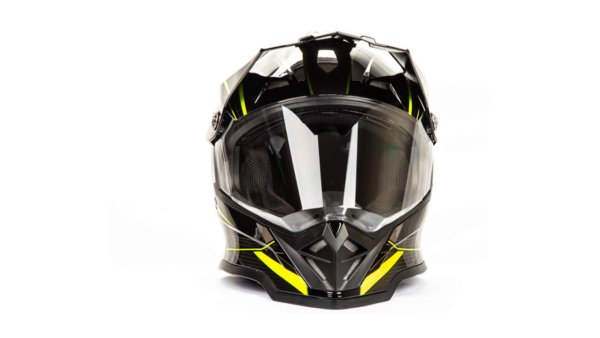 Шлем мото мотард HIZER B6197-1 #4 (M)  black/yellow