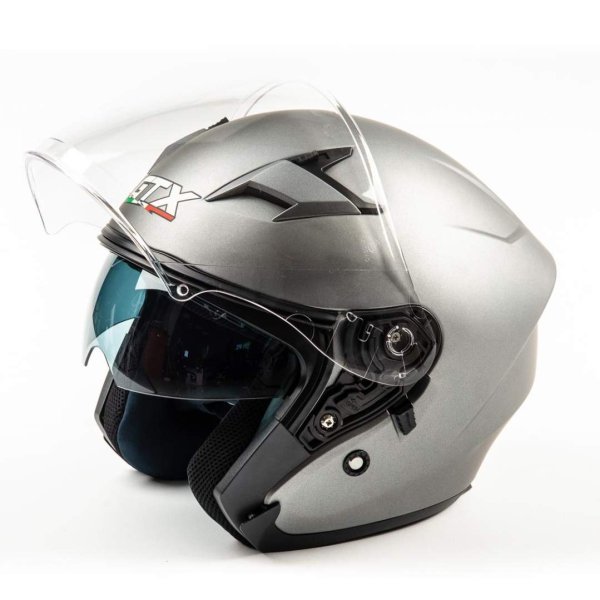 Шлем мото открытый GTX 278 #1 (M) Metal Titanium (2 визора)